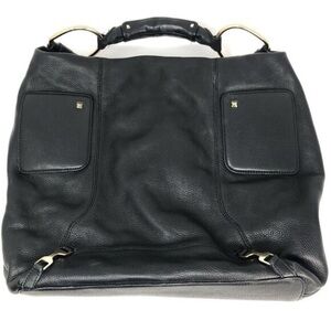 Ann Taylor - Women’s - Large Shoulder Purse - Black Genuine Leather Studded Hobo